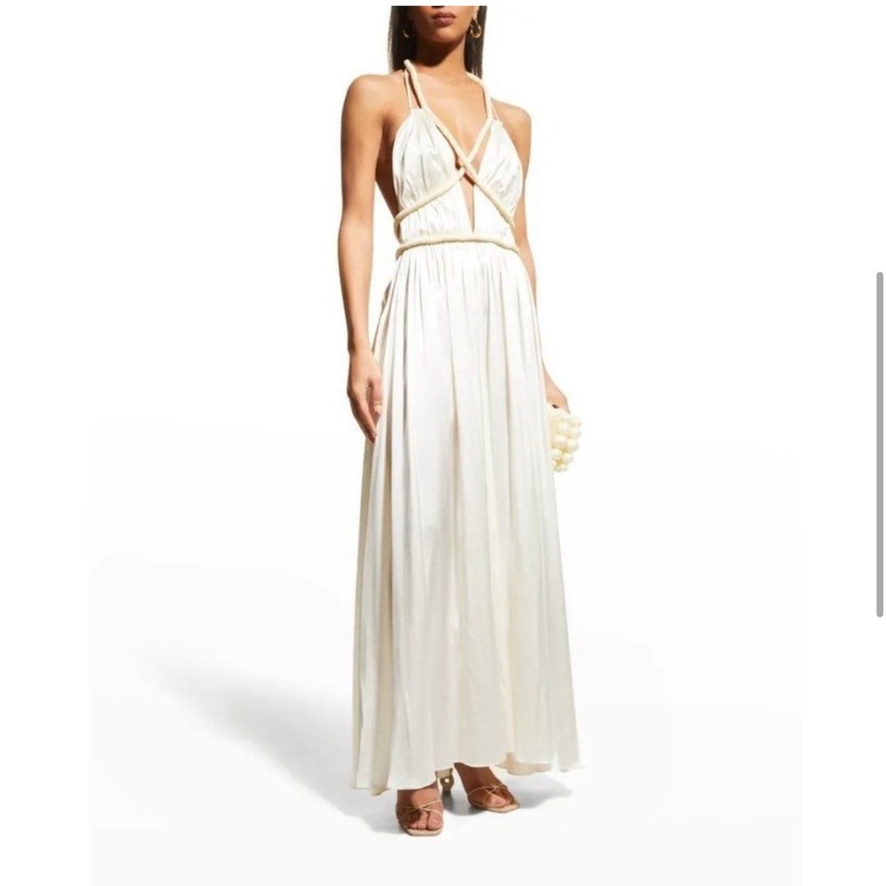 Cult Gaia open back silk gown in off white - Picture 4 of 5